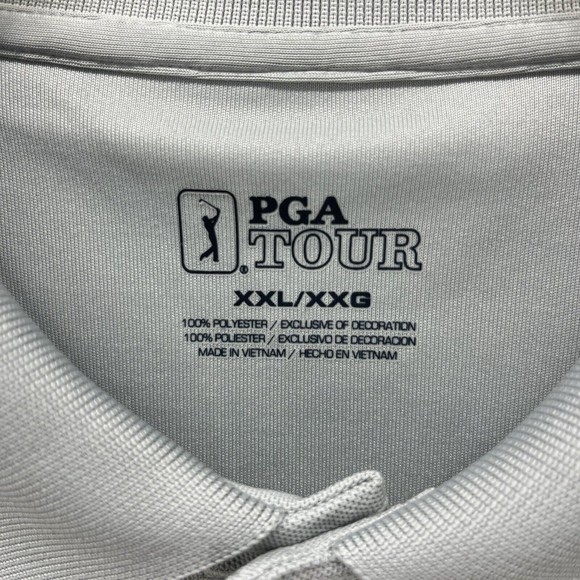 Pga Tour Polo Shirt Mens Size XXL Light Gray Stripe Golf Henley Short Sleeve - Picture 8 of 11